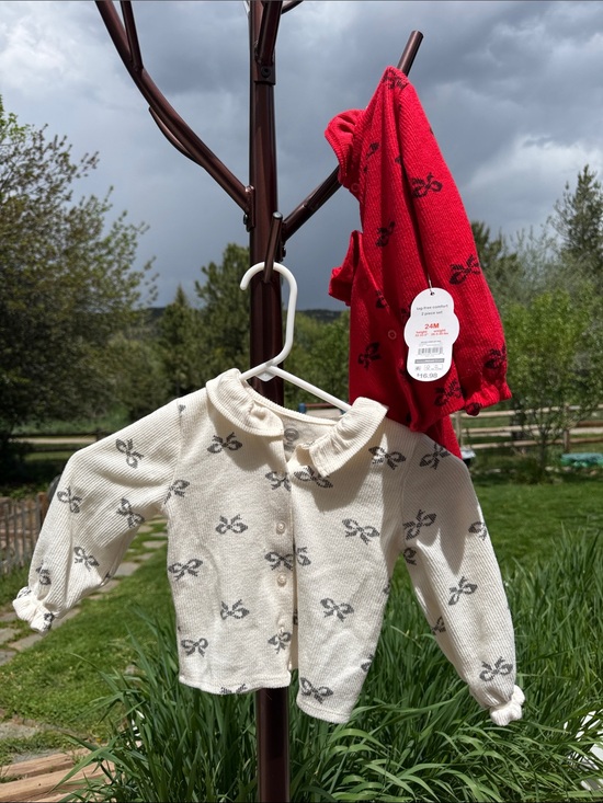 wonder nation Other - 2 Kids Pajamas Set - Red and White with Ribbon Print 24 mo